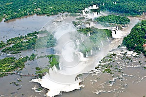 Aerial view Iguazu Falls, Overview Iguazu Waterfalls and Rainforest