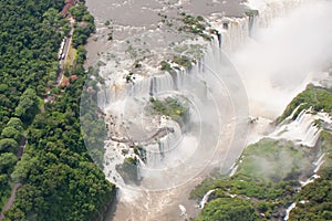 Aerial view Iguazu Falls, Overview Iguazu Waterfalls and Rainforest