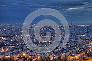 Aerial View of Illuminated Tehran Skyline at Night