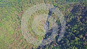 Aerial View Impassable Jungle with Gorge among Mountains