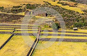 Aerial View of the Inca ruin of Tipon, Cusco, Peru