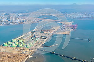 Aerial View of Incheon City from a window of aeroplane