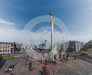 Aerial view of Independence Monument and Independence Square - Kiev, Ukraine photo