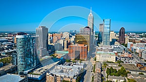 Aerial View of Indianapolis Downtown Skyline and Architecture