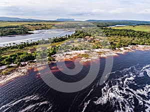 Aerial view of indigenous village in the Canaima National Park