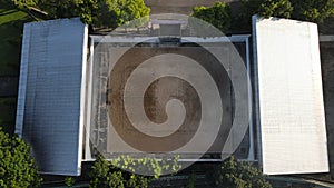 Aerial view, indoor beach volleyball court