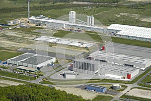 Aerial view of an industrial area
