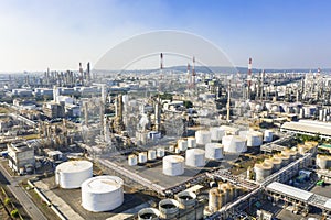 Aerial view of industrial area with chemical plant