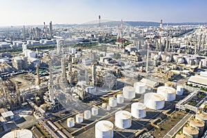 Aerial view of industrial area with chemical plant