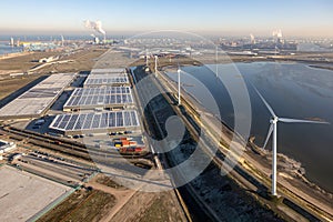 Aerial view Industrial area Maasvlakte in the Port of Rotterdam photo