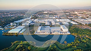 Aerial view of Industrial Estate northern thailand.