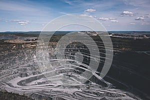 Aerial view industrial of opencast mining