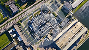 Aerial view of industrial power plant