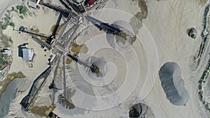 Aerial view of an industrial quarry. Sand and gravel extraction plant