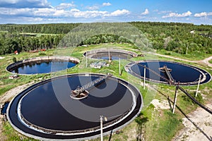 Aerial view of industrial sewage treatment plant