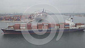 Aerial view of Industrial shipping port