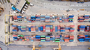 Aerial view of Industrial shipping port in Thailand