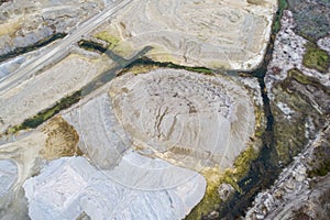 Beautiful dolomite mining landscape photographed by a drone photo