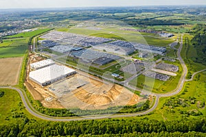 Aerial view, industrial zone of Automotive Industry Europe Hyundai Czech Nosovice June 01 2020