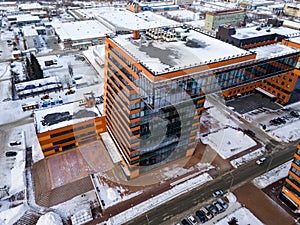Aerial view of the information technology center of academpark technopark of the Novosibirsk Academic Township - large building