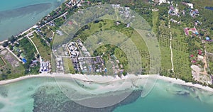 Aerial View of Inhabited Tropical Island