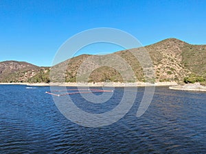 Aerial view of Inland Lake Hodges and Bernardo Mountain, San Diego County, California