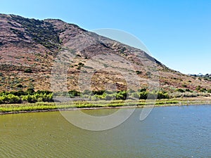 Aerial view of Inland Lake Hodges and Bernardo Mountain, San Diego County, California