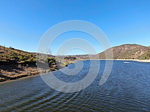 Aerial view of Inland Lake Hodges and Bernardo Mountain, San Diego County, California