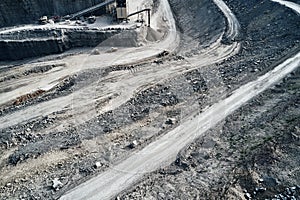 Aerial view of the inside of a deep stone quarry in Germany, Steinbruch Mundelsheim photo