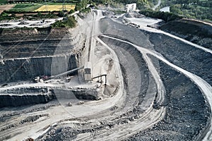Aerial view of the inside of a deep stone quarry in Germany, Steinbruch Mundelsheim photo
