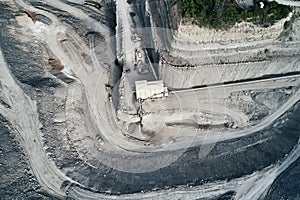 Aerial view of the inside of a deep stone quarry in Germany, Steinbruch Mundelsheim photo