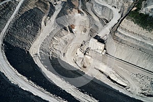 Aerial view of the inside of a deep stone quarry in Germany, Steinbruch Mundelsheim photo