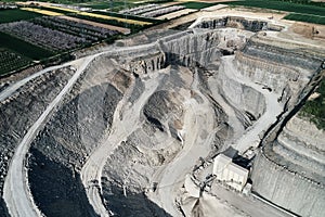 Aerial view of the inside of a deep stone quarry in Germany, Steinbruch Mundelsheim photo