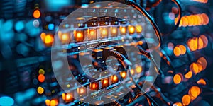 An aerial view of interconnected computers in a server room, symbolizing a secure and efficient document management