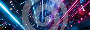 An aerial view of interconnected computers in a server room, symbolizing a secure and efficient document management