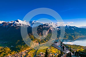 Aerial view of Interlaken and Swiss Alps from Harder Kulm view p