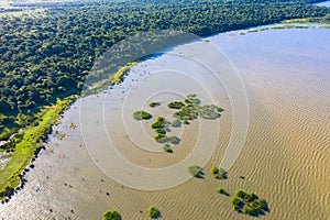 Drone photography of iSimangaliso Wetland Park near St. Lucia,  KwaZulu-Natal, South Africa