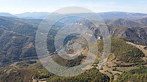 Aerial view of Iskar River Gorge near village of Ochindol, Vratsa region, Bulgaria