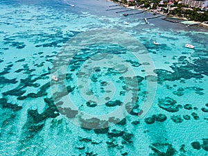 An aerial view of Isla Mujeres in Cancun, Mexico