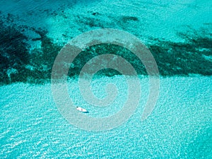 An aerial view of Isla Mujeres in Cancun, Mexico