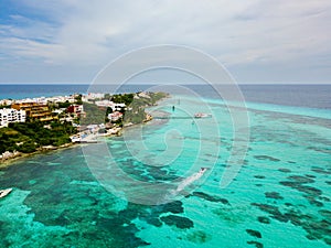 An aerial view of Isla Mujeres in Cancun, Mexico photo