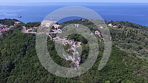 Aerial view of the island of Corfu Greece, Kaiser`s Throne, movement by drone