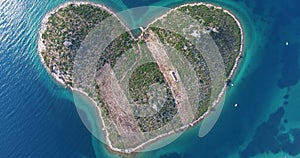 Aerial view Island of Galesnjak, Lover's Island, Croatia