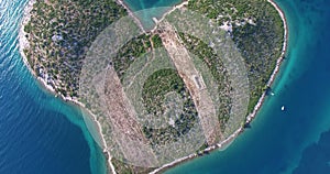 Aerial view Island of Galesnjak, Lover's Island, Croatia