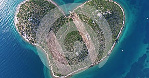 Aerial view Island of Galesnjak, Lover's Island, Croatia