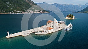 Aerial view of the island of Gospa od Skrpjela, Montenegro. photo