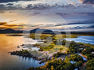 aerial view of the island on the picturesque Gaborone dam