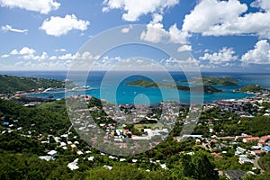 Aerial view of the island of St Thomas, USVI.