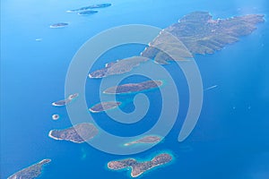 Aerial view of islands in Adriatic Sea of Croatia