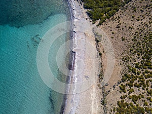 Aerial view of the islands beach, Cap Corse peninsula, Macinaggio, Corsica, France photo